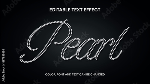 editable text effect with pearls. elegant text effect with white beads