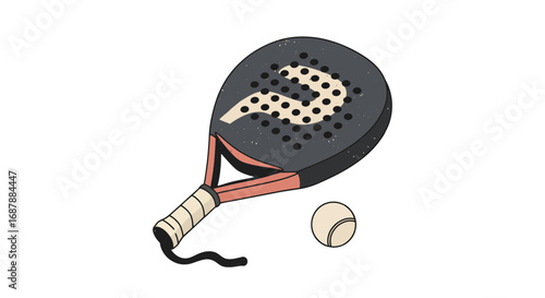 Dynamic padel racket and ball ready for action, capturing the thrill of the game with a modern, energetic design perfect for sports marketing and active lifestyle promotions