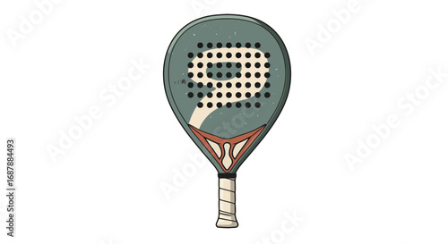 Dynamic padel racket with iconic number nine design offers a vintage athletic aesthetic perfect for sports branding and active lifestyle promotions