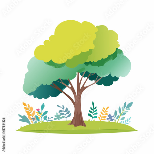 Vector of abstract watercolor tree side view isolated on white background for landscape plan and architecture layout drawing, elements for environment and .