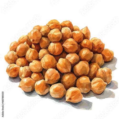 Chickpeas, watercolor clipart vector, isolated on a white background.