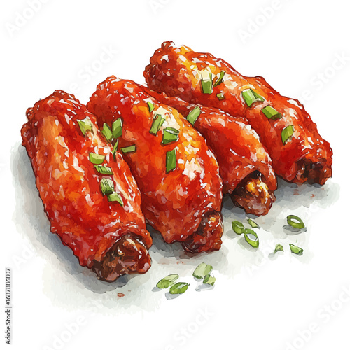 watercolor of Chicken Wings, vector, isolated on a white background.