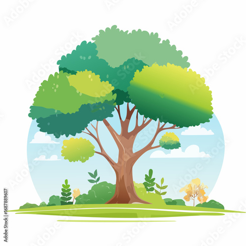 Vector of abstract watercolor tree side view isolated on white background for landscape plan and architecture layout drawing, elements for environment and .