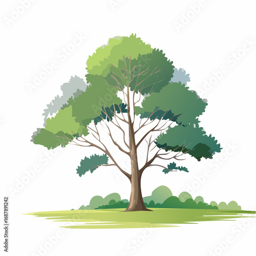 Vector watercolor of pine tree side view isolated on white background for landscape and architecture drawing, elements for environment and garden, painting botanical for section and .