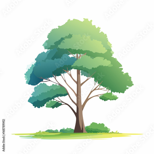 Vector watercolor of pine tree side view isolated on white background for landscape and architecture drawing, elements for environment and garden, painting botanical for section and .