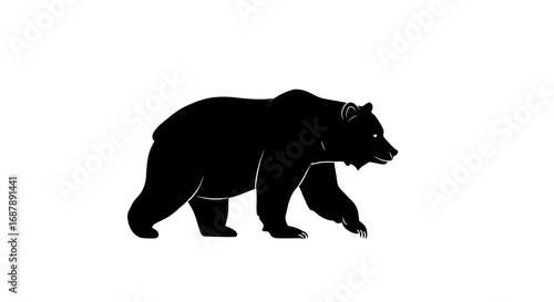 Black Bear Silhouette Walking | Simple Wildlife Illustration for Logo Design, Animal Graphics, and Nature Conservation