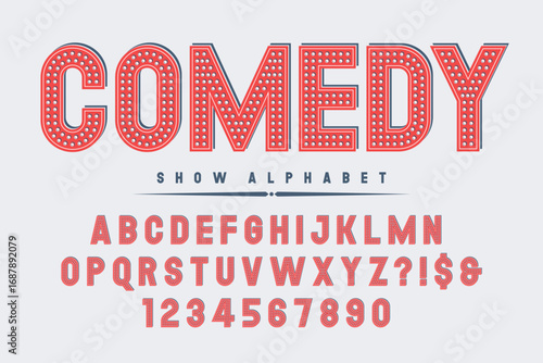 Modern bright lights alphabet design, cabaret, fairy LED lamps letters and numbers.