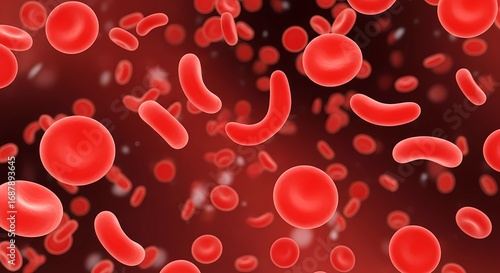 Red Blood Cells and Sickle Cells in the Bloodstream