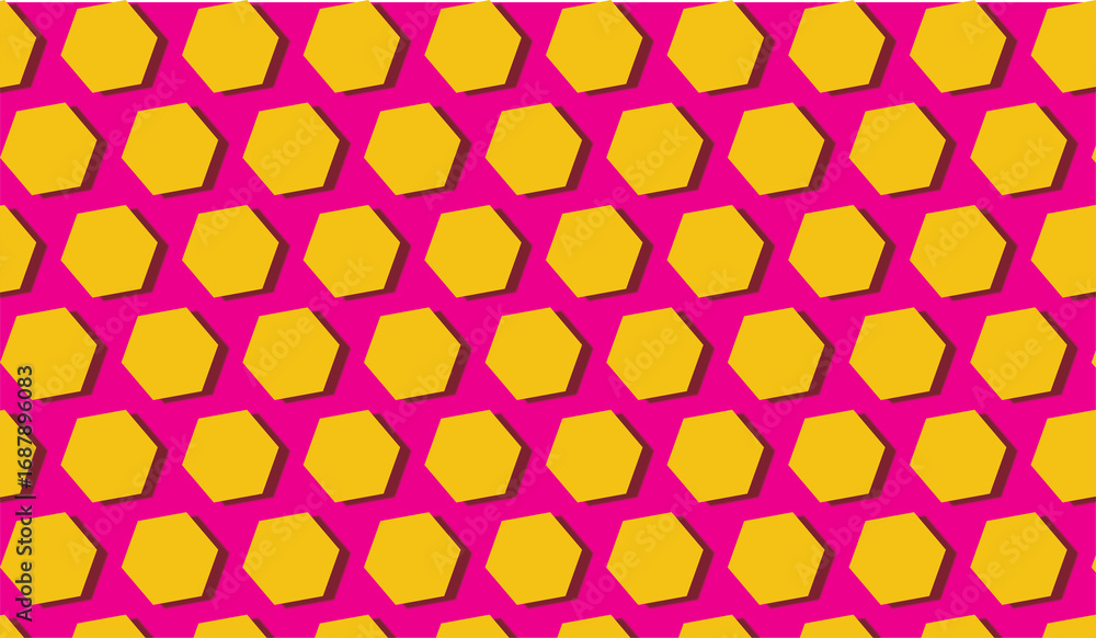 Fototapeta premium Hexagon repeat art with shadow line