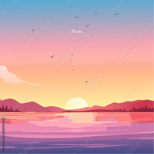 Vector of abstract watercolor background with watercolor splashes,vanilla sky