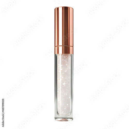 Rose Gold Glitter Lip Gloss, isolated on transparent background