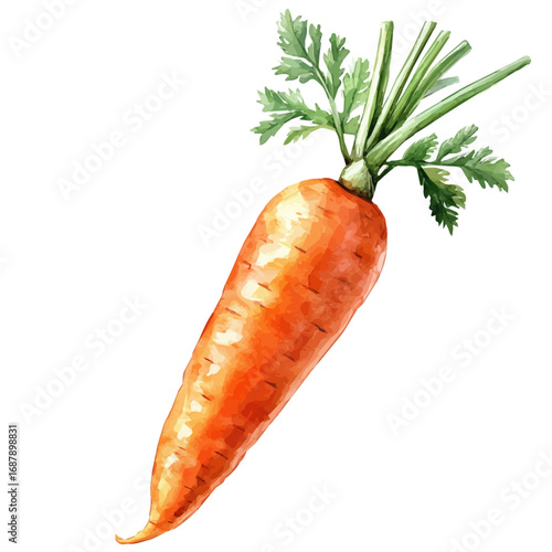 Carrot, watercolor vector, isolated on a white background.