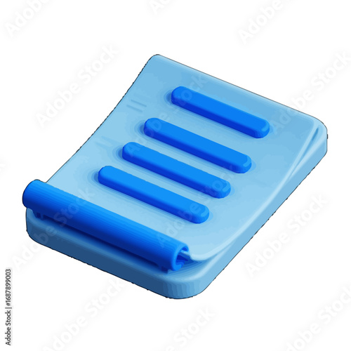 Vector art of a light blue plastic soap dish with a blue roller and four blue bars