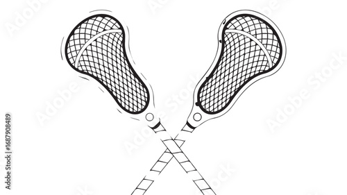 A digital illustration of two crossed lacrosse sticks against a white background (1)_traced