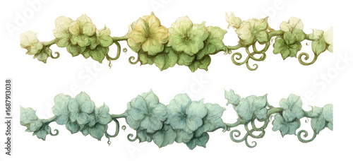 Elegant Floral Vine Illustration with Soft Colors and Intricate Details