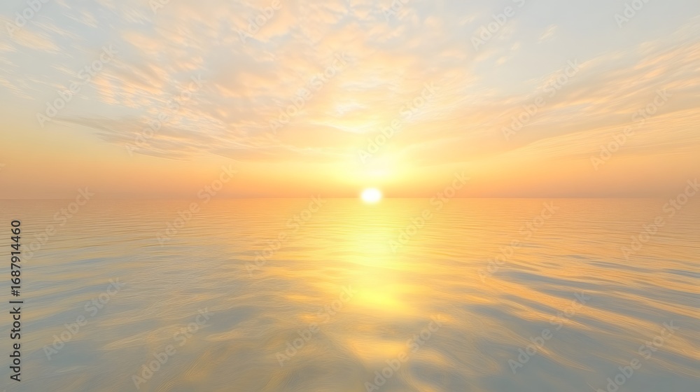 Fototapeta premium Serene Sunset Ocean Scene Golden Hour Seascape
