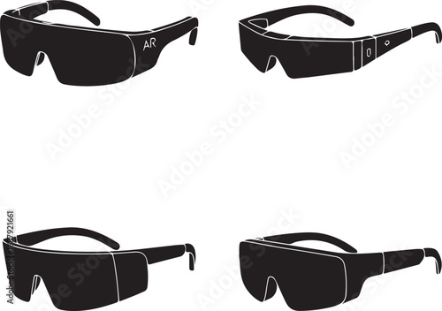 Black augmented reality glasses technology virtual reality