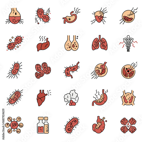 damaged organ cells show illness disease and infection affecting human organs and body systems causing ailment