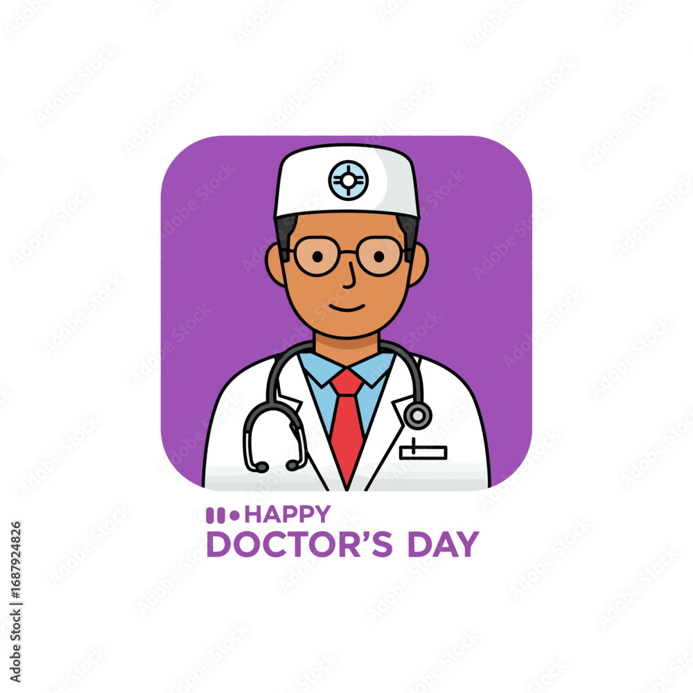Fototapeta premium happy doctors day a medic wearing a stethoscope illustration for celebration for medical awareness and health