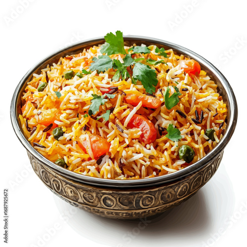 Biryani, watercolor illustration vector, isolated on a white background.