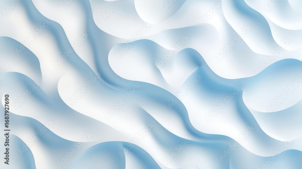 Obraz premium Gentle Waves And Soft Blue, Calm Background, Digital Abstract, Smooth Curves
