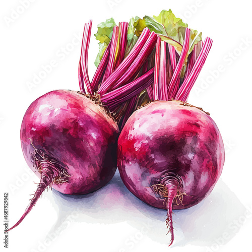 Beetroot, watercolor painting vector, isolated on a white background.