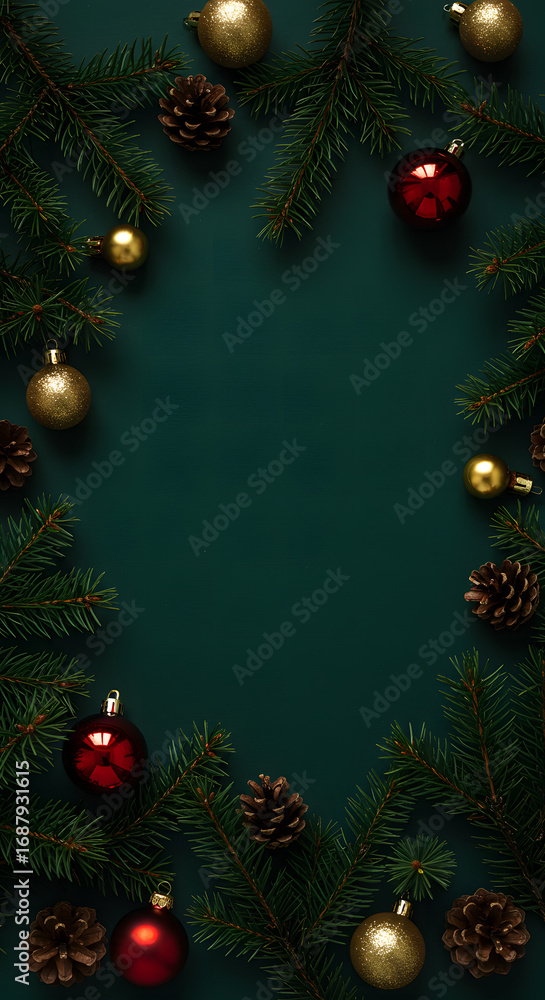 custom made wallpaper toronto digitalChristmas Background with Evergreen Branches and Gold Red Ornaments