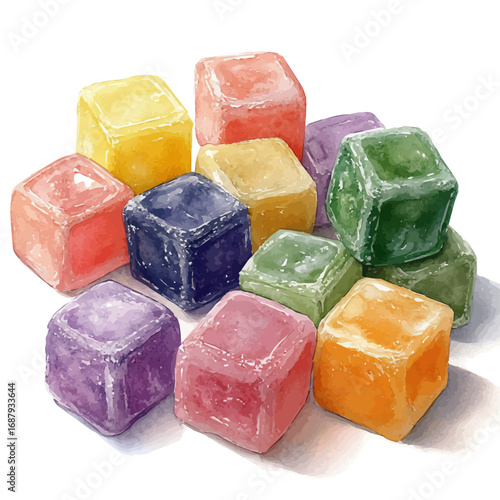 Barfi, watercolor illustration vector, isolated on a white background.