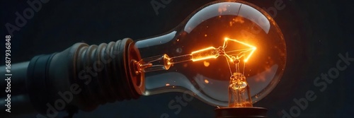 Close-up of a single glowing light bulb filament slowly unwinding, representing the gradual process of evolution and adaptation , bright light, subtle light