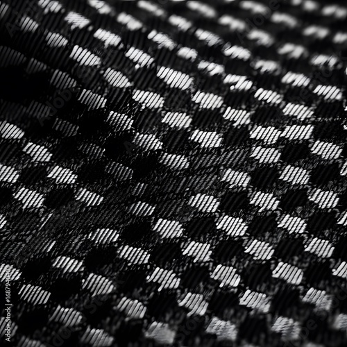 Abstract Black and White Checkered Fabric Texture Closeup