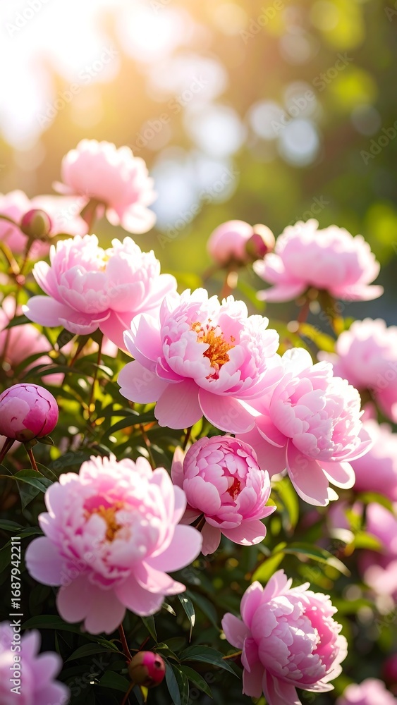 Obraz premium Pink peonies in sunlight