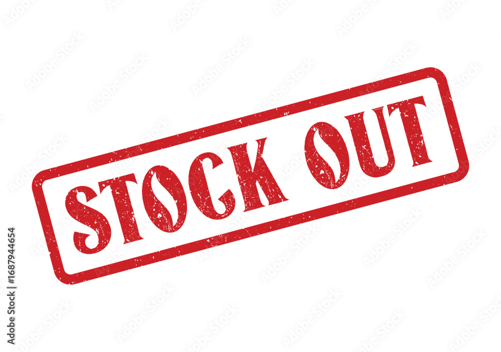 Fototapeta premium A red Stock Out stamp conveys a message of unavailability