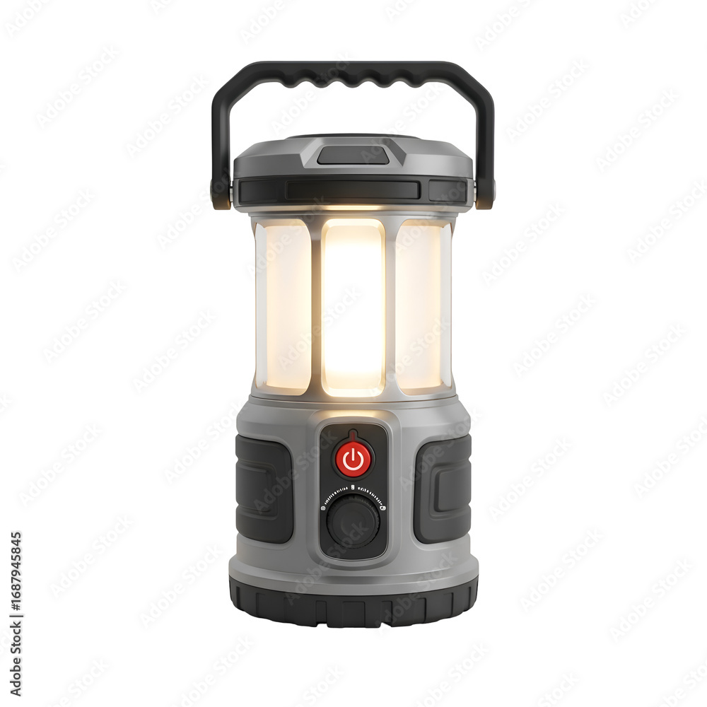 Naklejka premium Portable Lantern Illuminates Outdoors with Bright Light, Ideal for Camping Adventures, Providing a Safe Glow.