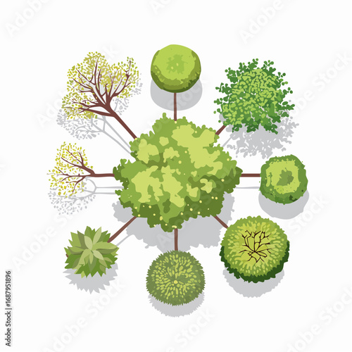 set of tree top view for landscape plan and architecture element