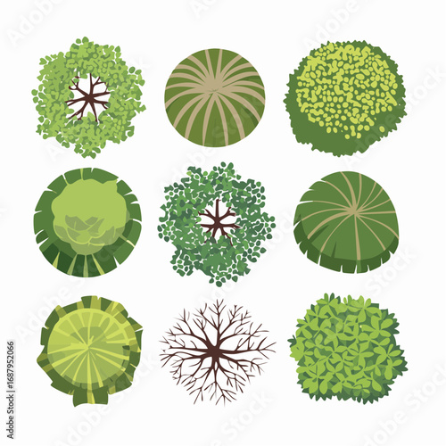 set of tree top view for landscape plan and architecture element