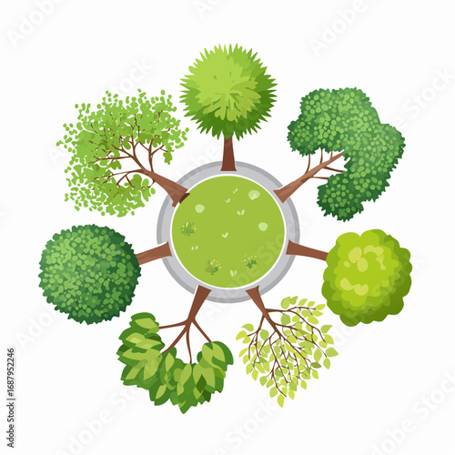set of tree top view for landscape plan and architecture element