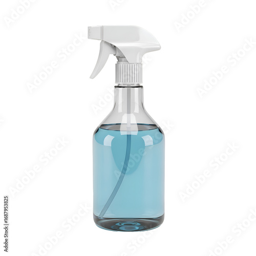 Create a Transparent Background Image Using a Spray Bottle with Blue Liquid and White Sprayer Easily and Quickly.