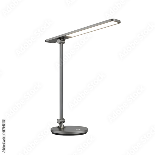 Sleek Modern Desk Lamp Illuminates Workspace Efficiently with Adjustable Brightness, Perfect for Home Office Setup, Featuring a Transparent Background.