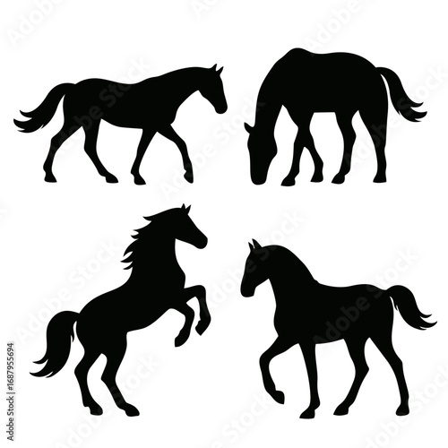 collection of exotic horse silhouette standing running perfect for adventure or sport drawing or icon vector illustration design