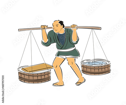 江戸時代の行商　魚屋