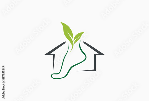 Ankle and leaves for Foot care logo design elements