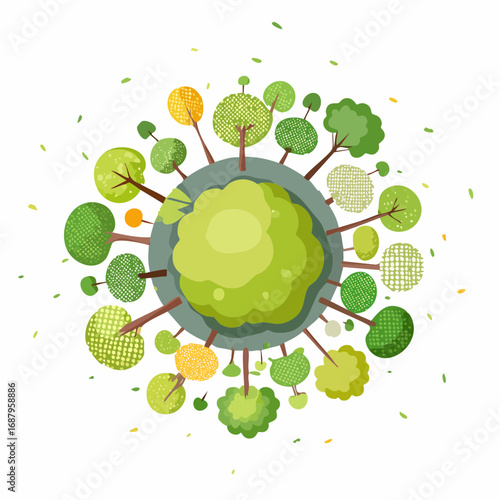 Vector tree top view isolated on white background for landscape plan and architecture layout drawing, elements for environment and garden