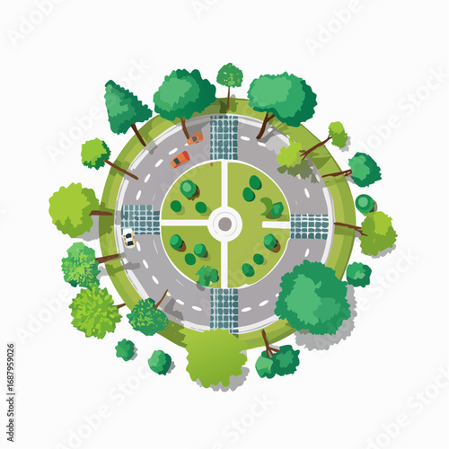 Vector tree top view isolated on white background for landscape plan and architecture layout drawing, elements for environment and garden