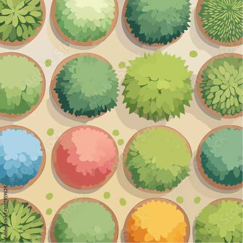 Collection of watercolor tree top view for landscape plan and architecture layout