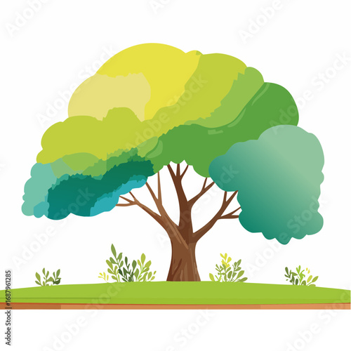Vector of abstract watercolor tree side view isolated on white background for landscape plan and architecture layout drawing, elements for environment and .