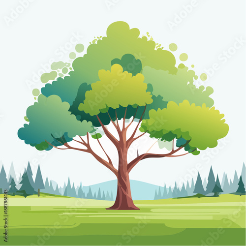 Vector of abstract watercolor tree side view isolated on white background for landscape plan and architecture layout drawing, elements for environment and .
