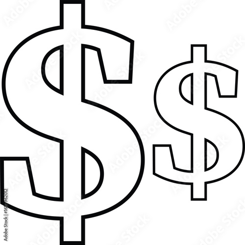 Simple black outline dollar sign icon for finance and business applications vector