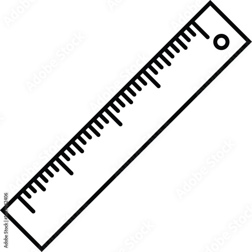 Simple line art icon of a ruler with measurement markings for precision and measurement tasks vector
