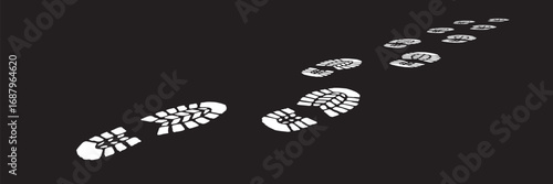 footprint shoe sole tracking path on transparent background, shoe footprint path vector illustration