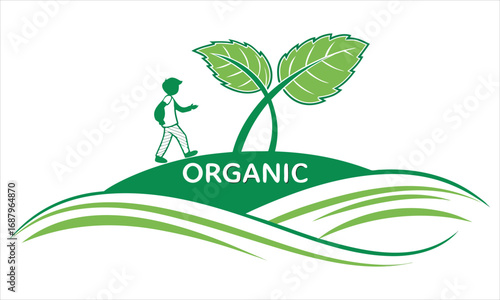 Healthy organic farming and sustainable living symbol